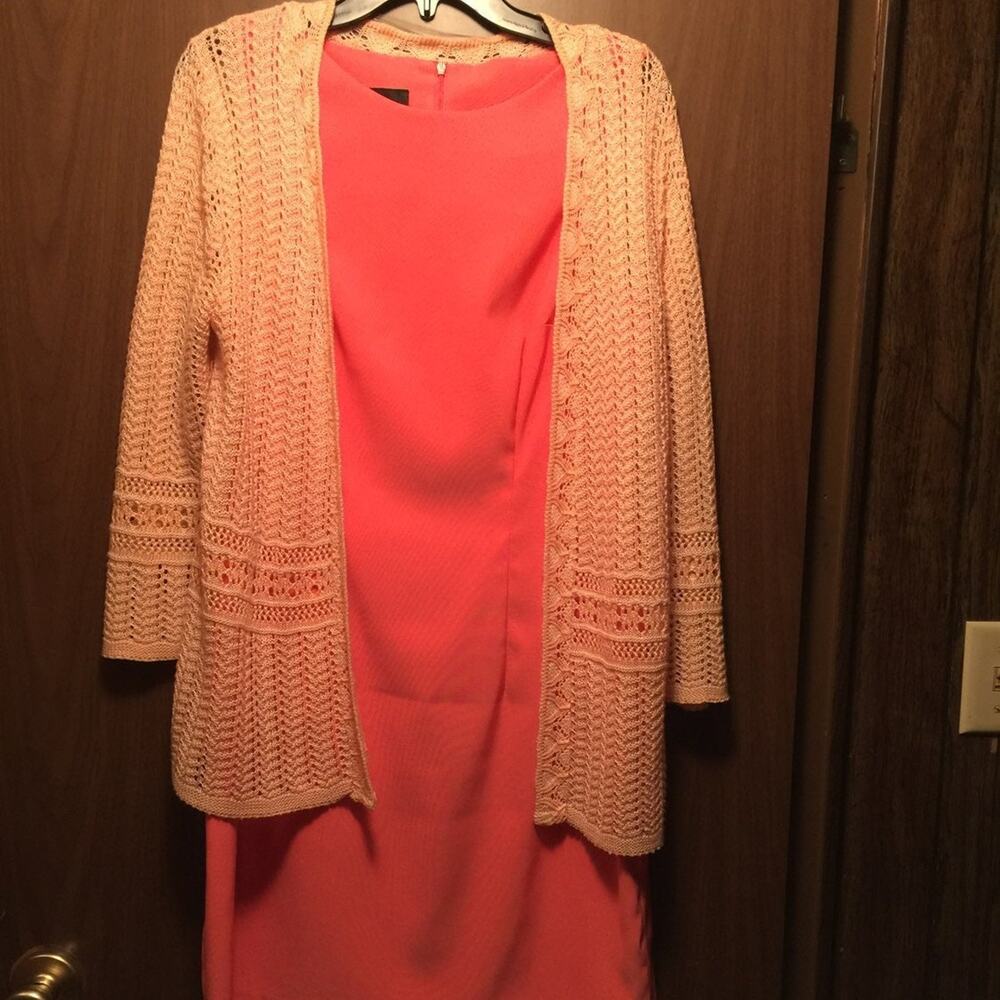 Womens dress and sweater outfit